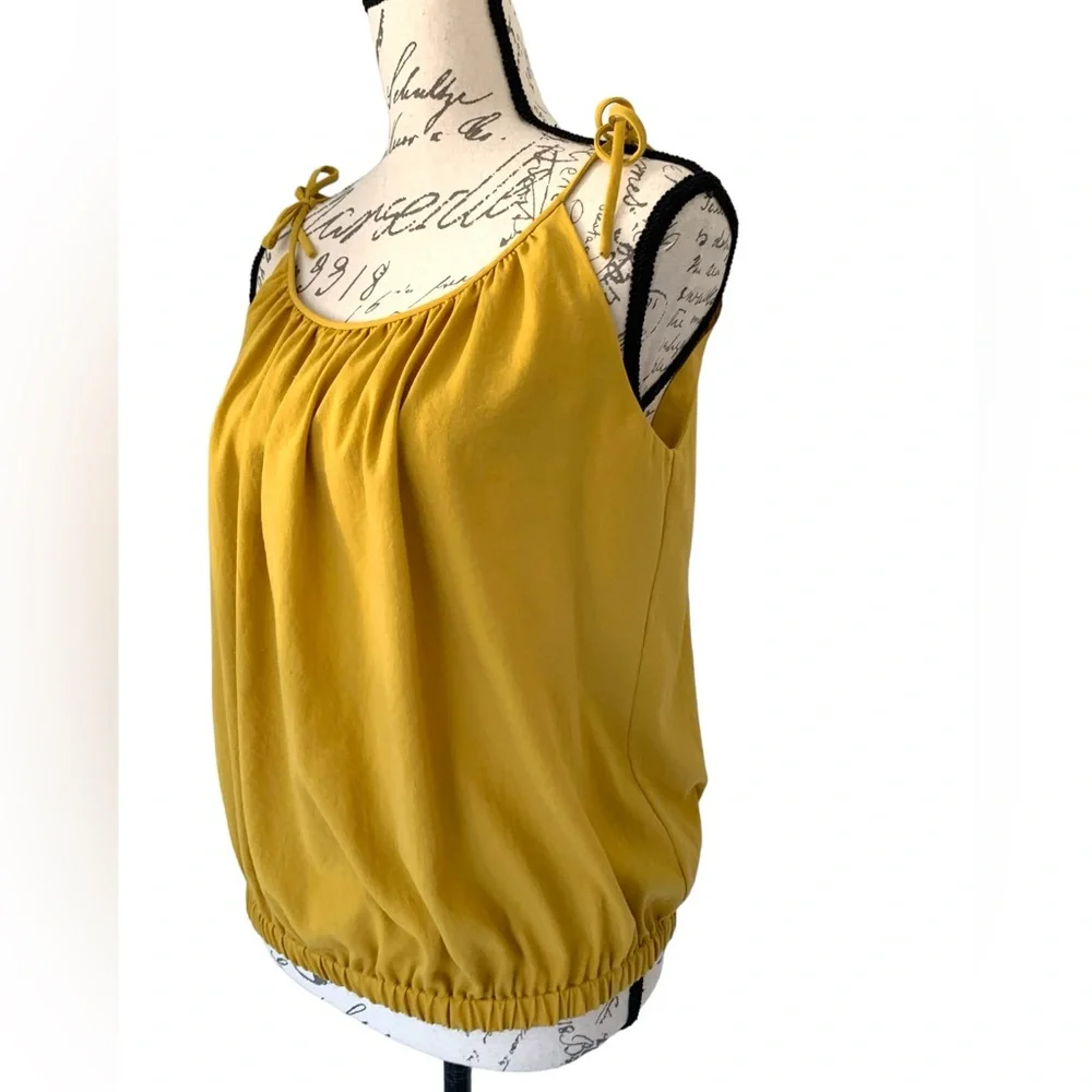 Theory Spaghetti Strap Blouse Citron Yellow Size L - Picture 3 of 7